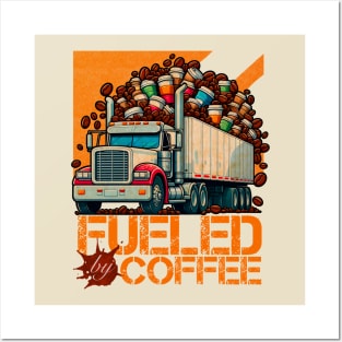 Vintage semi truck and coffee design Posters and Art